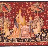 Hand-woven aubusson wall tapestry / the lady with the unicorn