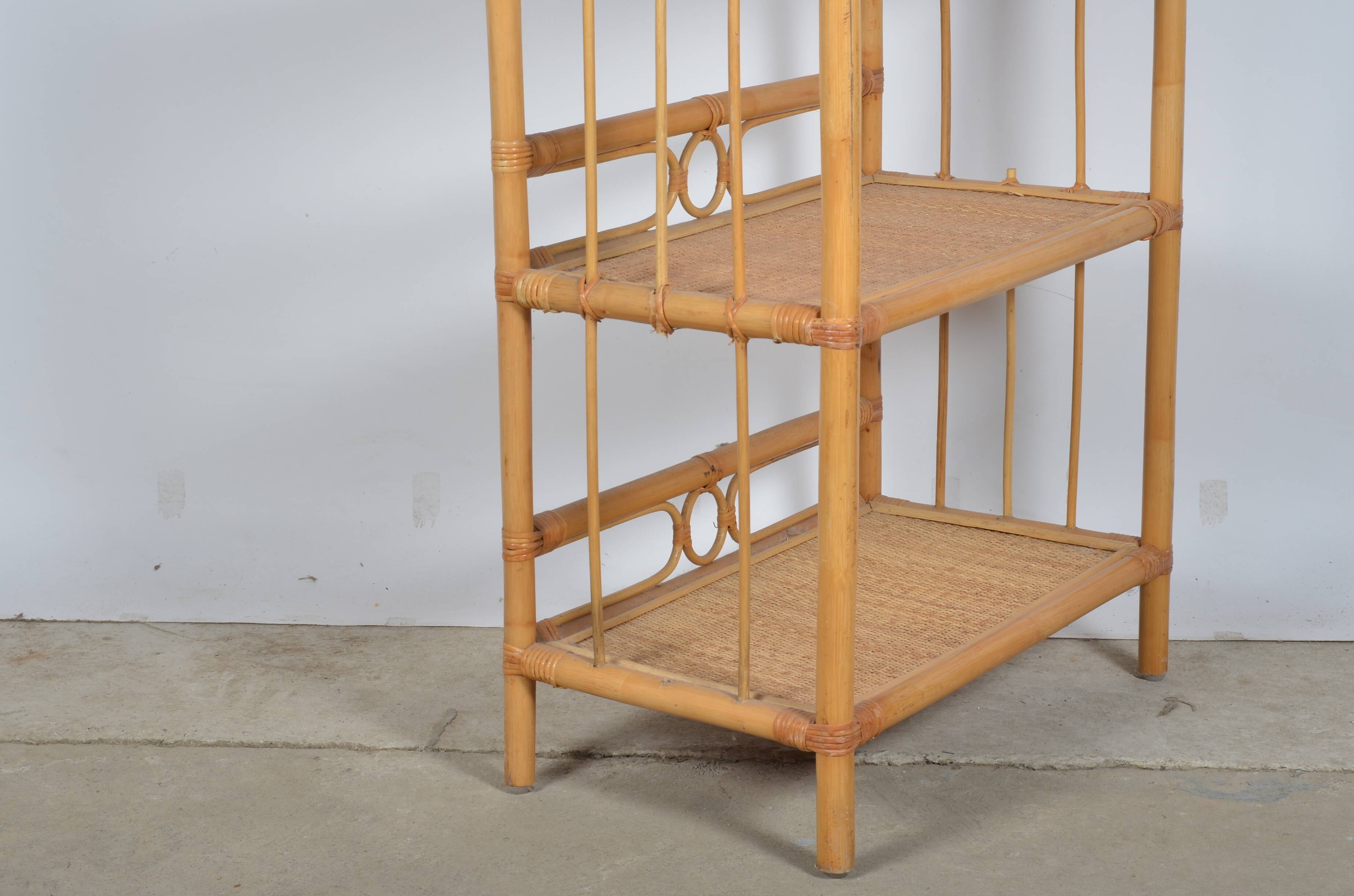 Rattan bookcase-shelves