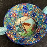 Longwy: Important bowl or empty pocket in polychrome cloisonné enamels