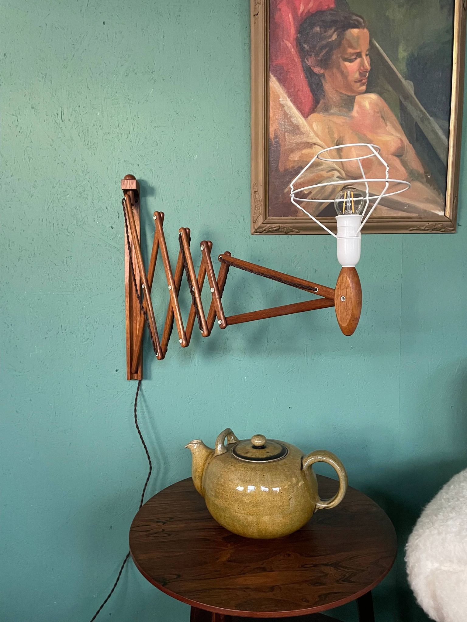 Lampe à ciseaux Le Klint vintage en chêne des années 1960