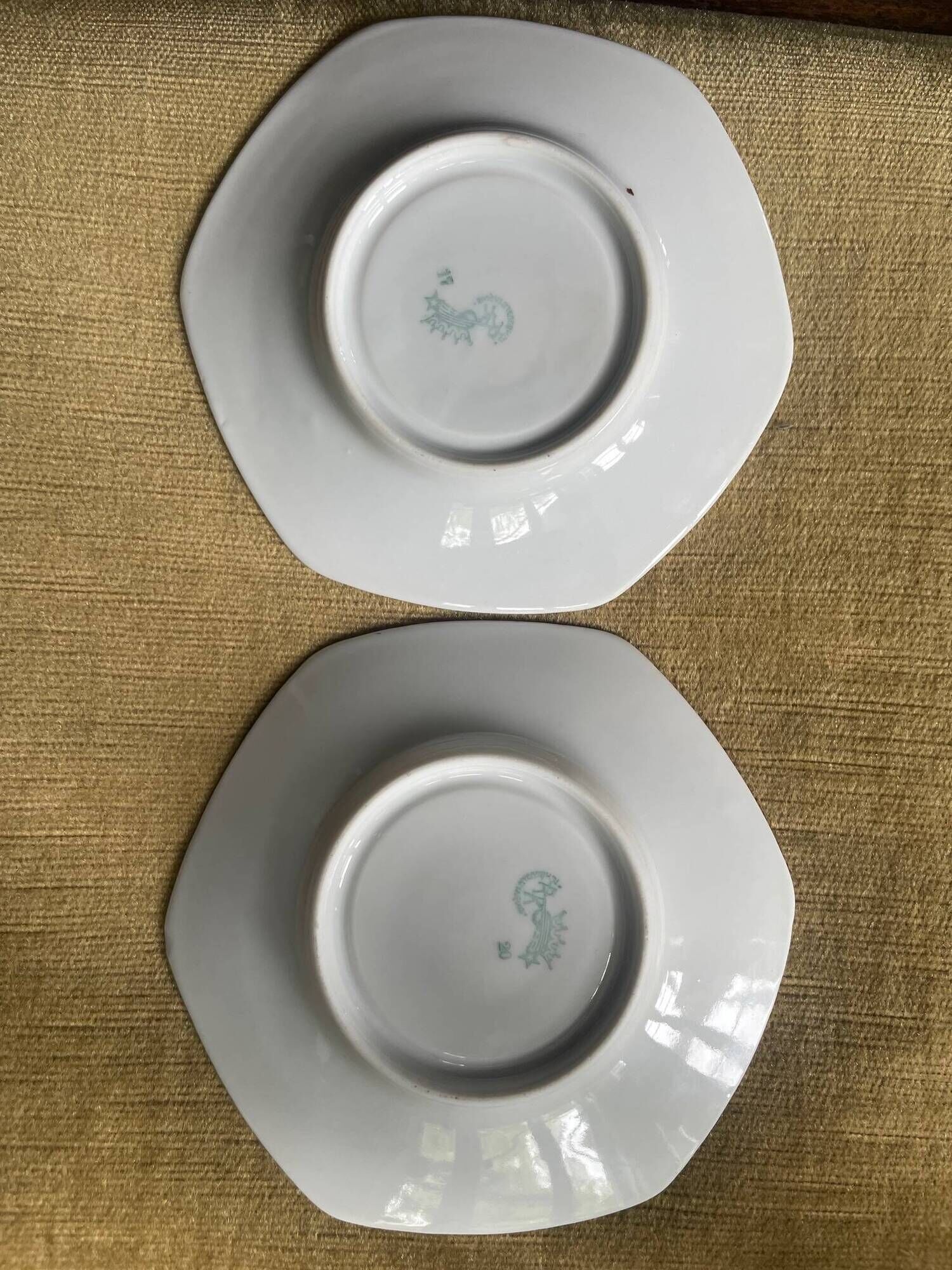 set of 2 Art Deco porcelain tea cups from Czechoslovakia