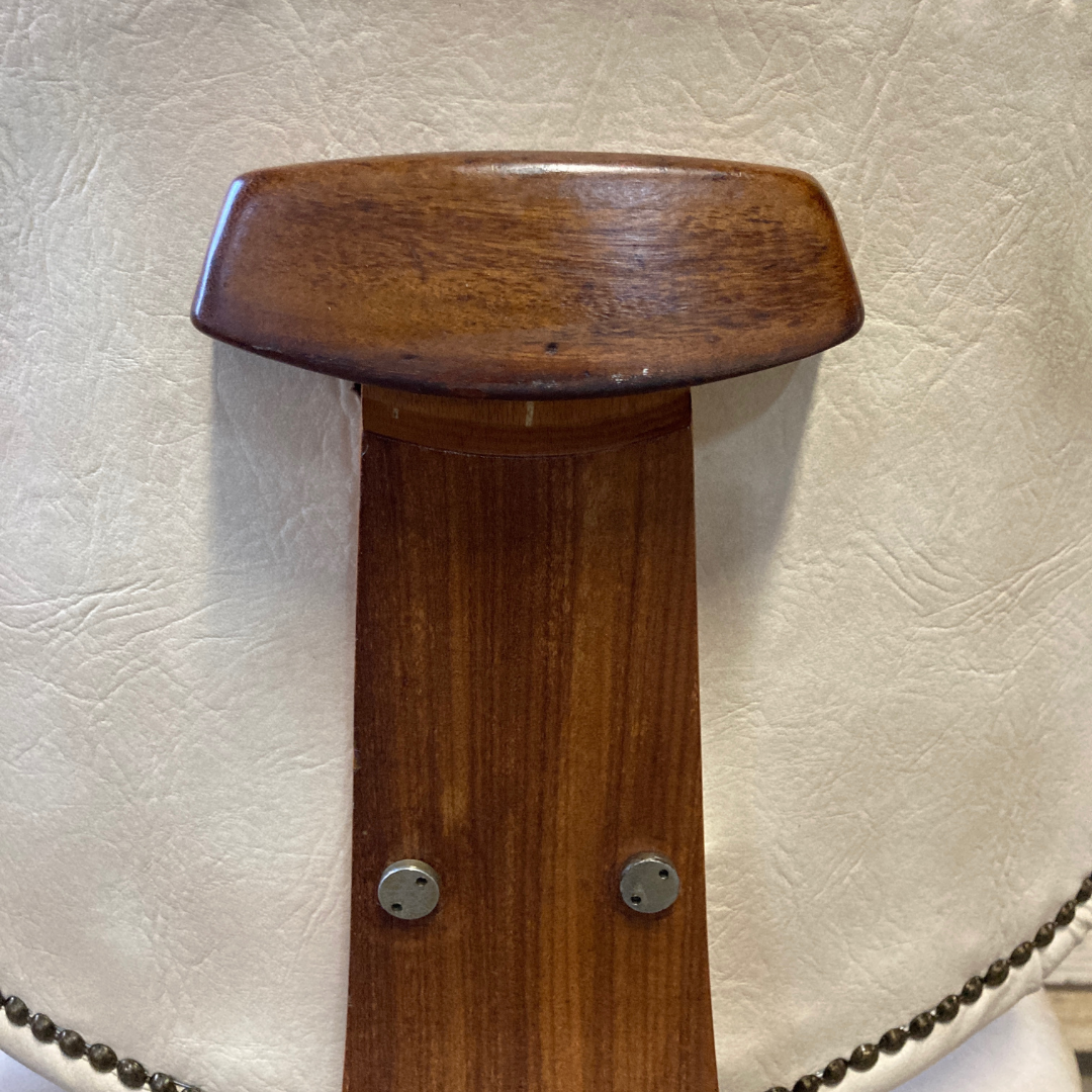 Set of 4 teak dining chairs in off white skai leather,  dutch 1950-60s