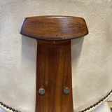 Set of 4 teak dining chairs in off white skai leather,  dutch 1950-60s