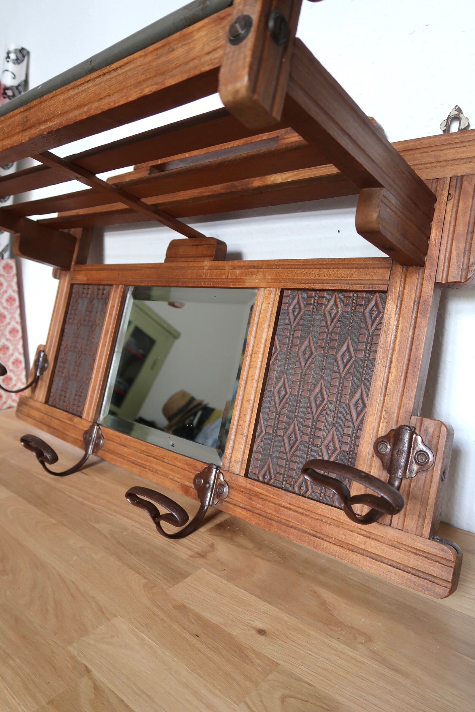 Art Deco wall coat rack