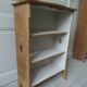 Vintage low depth bookcase in pearl grey interior oak with waxed finish.