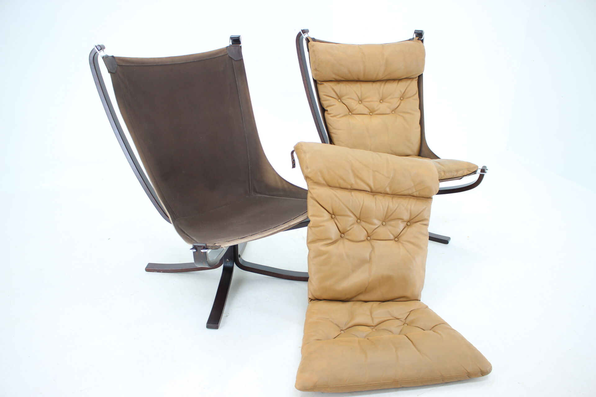 Sigurd Ressell Pair of Falcon Chairs Leather by Vatne Møbler Norway