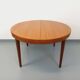 Grande table ronde scandinave vintage des années 50 60 en teck avec rallonges