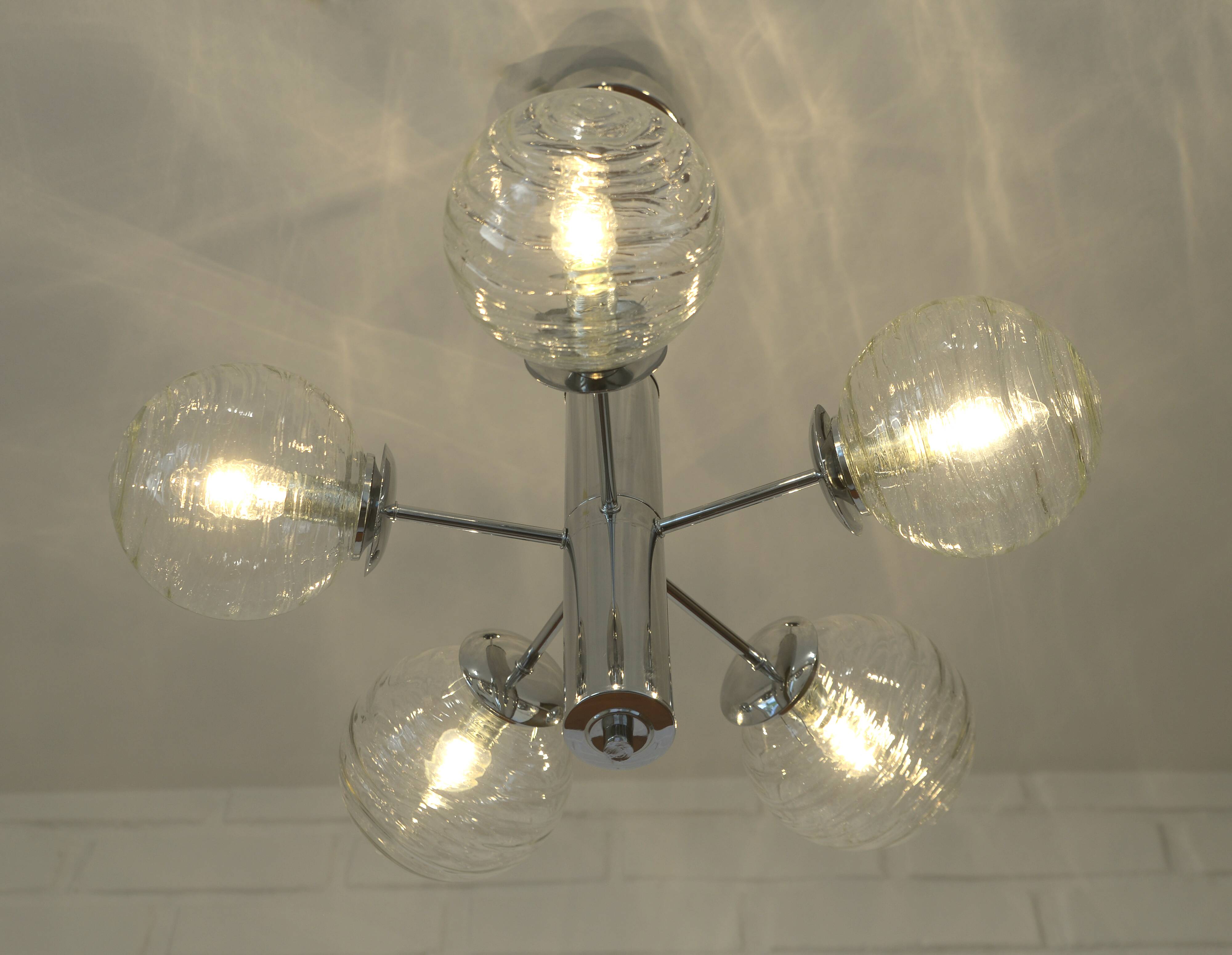 Vintage Pendant Light / Mid Century Modern Sputnik / Chrome Hanging Lamp