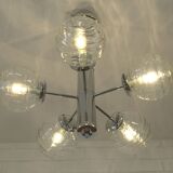Vintage Pendant Light / Mid Century Modern Sputnik / Chrome Hanging Lamp