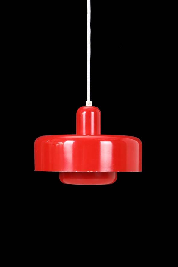 Red “Go-Go” pendant lamp by Dan Heersø for Vitrika / 1970s / Danish modern design