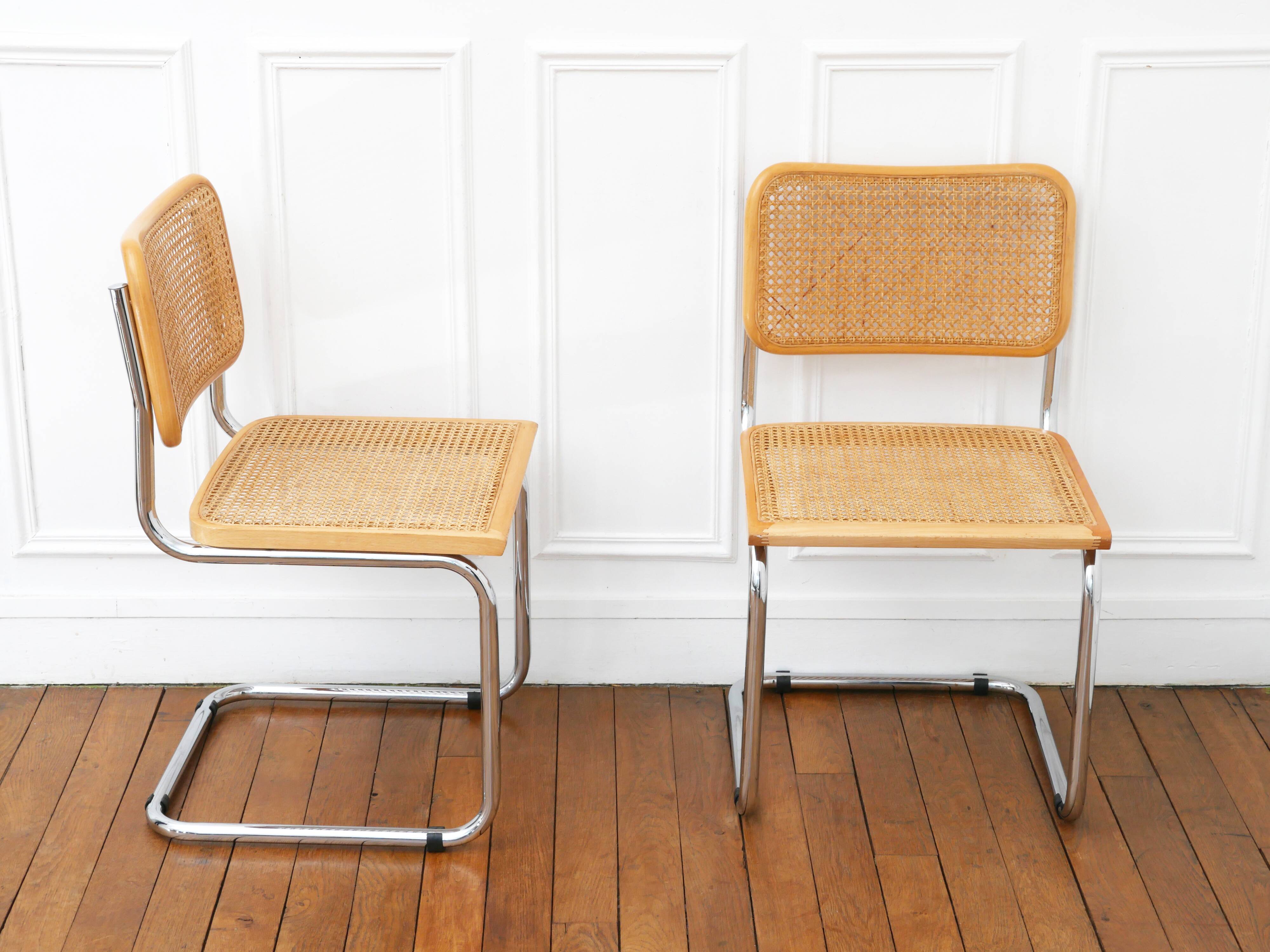 2 Cesca B32 Breuer Chairs Made in Italy - Canework of the seats redone