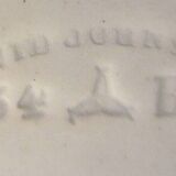 English dessert plate signed David Johnston & Cie: Black and white landscape