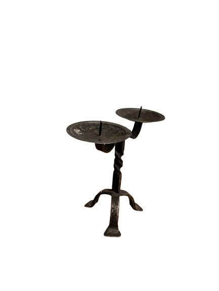 Rustic black metal candle holder - dimensions 20 x 23.5 cm