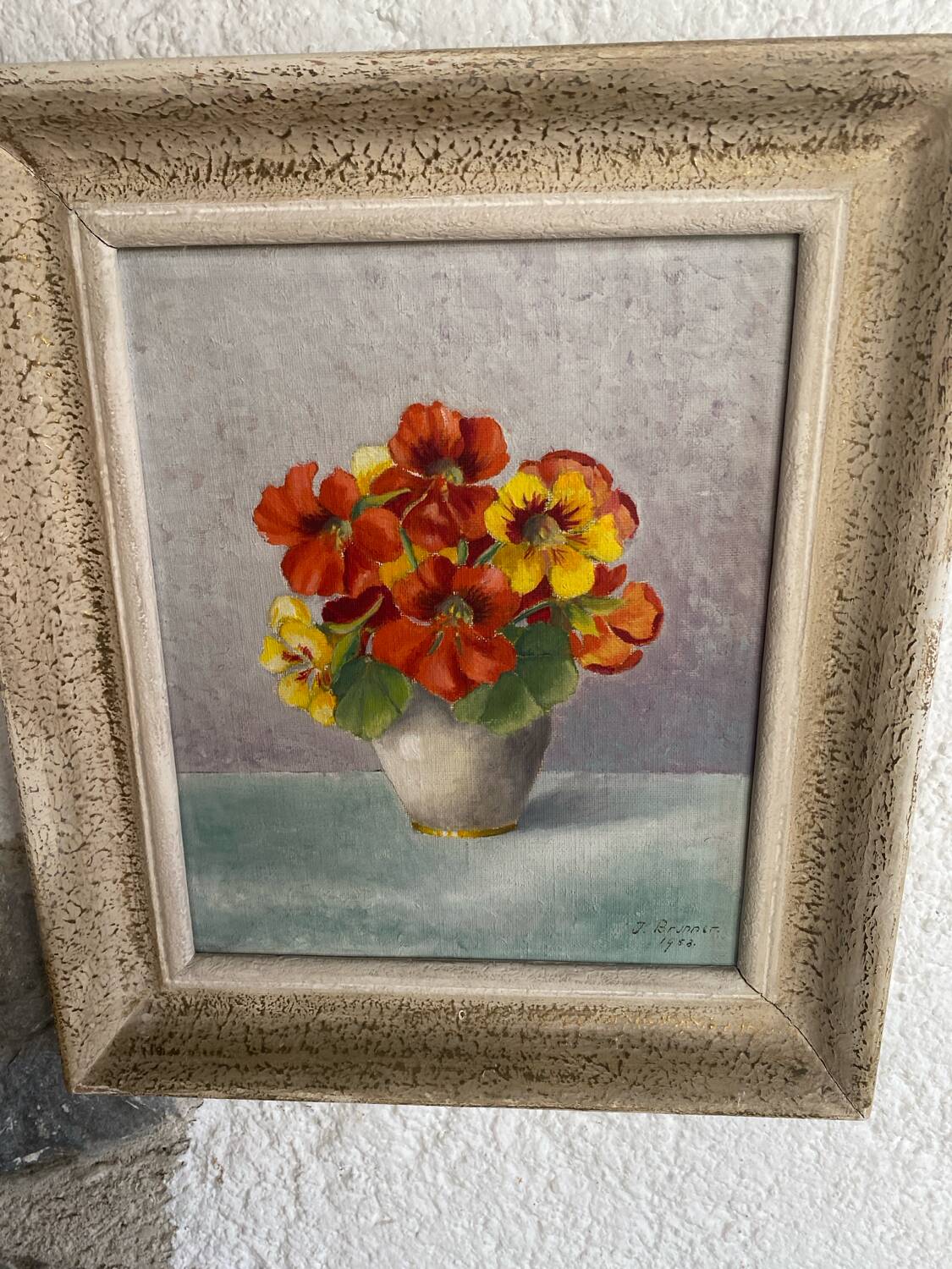 Old oil on canvas signed “Capucines”