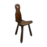 Mountain chair in solid wood, carved with gouge, 60s