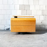 Bedroom in winked maple and fabric by Giovanni Offredi for Saporiti Italia 1970s