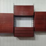 Scandinavian modular teak bookcase shelving system