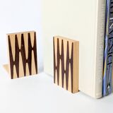 Paire de serre-livres en bois, style Bauhaus, années 1950