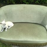 Vintage green velvet toad sofa  1970