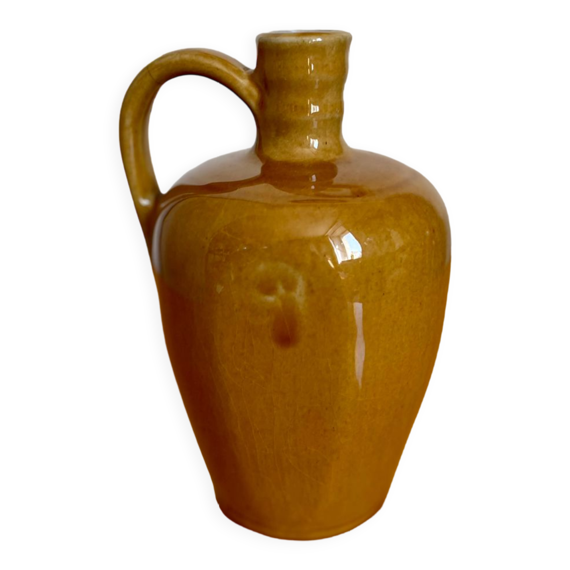 Vintage beige ceramic pitcher jug bottle