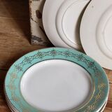 Six plates of vintage Badonviller earthenware with gold frieze