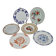 Set of 6 porcelain plates, floral and fruit patterns, 20 22 cm