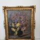 Old Oil on Canvas Painting - Still Life with Bouquet Signed M. G.