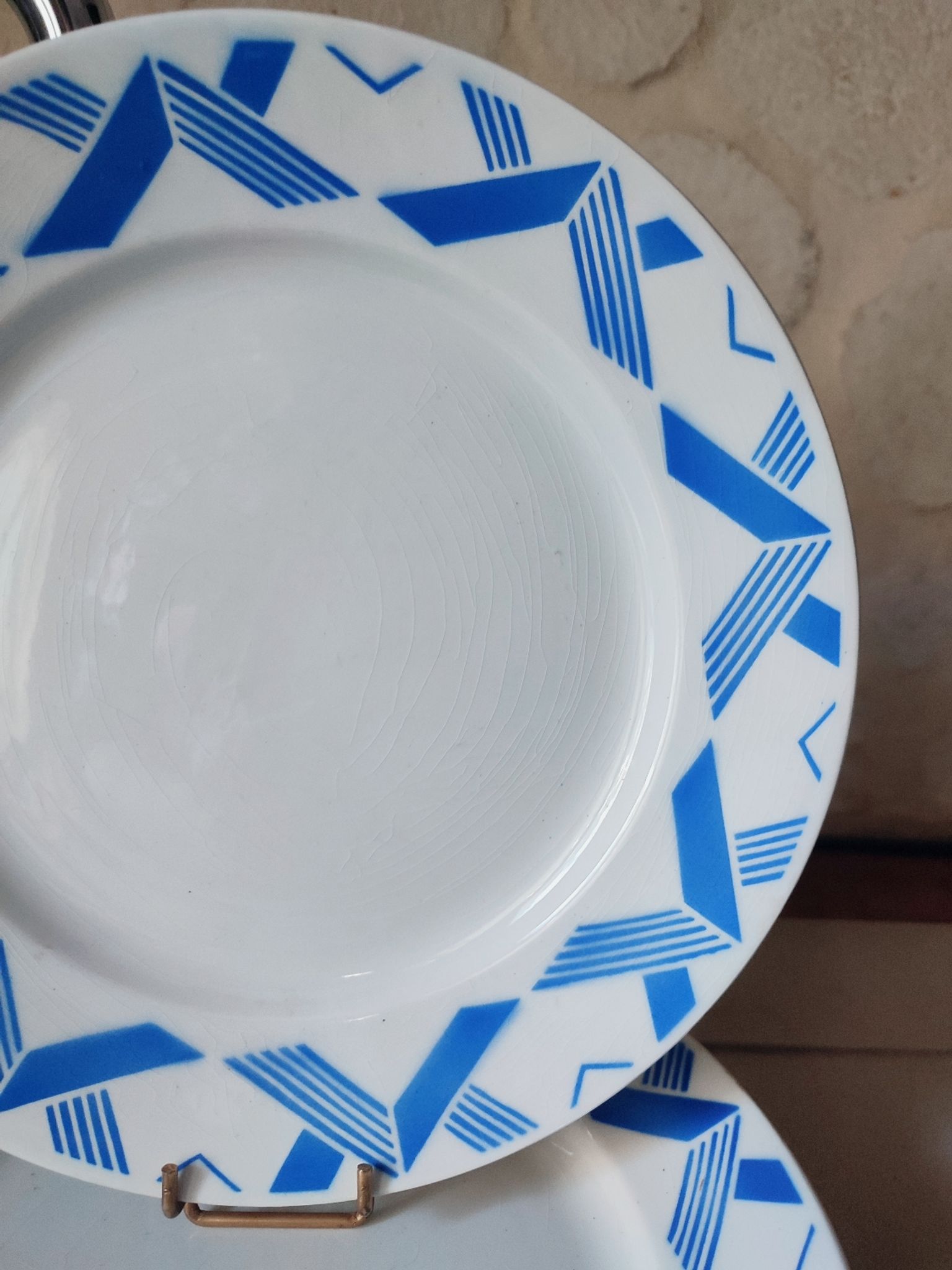 6 assiettes plates art déco en faïence