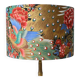 Jouy fabric lampshade, peacock, flowers, gold.