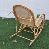 Rocking chair en rotin et cannage