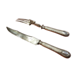 Exceptional cutting set with silver stag.