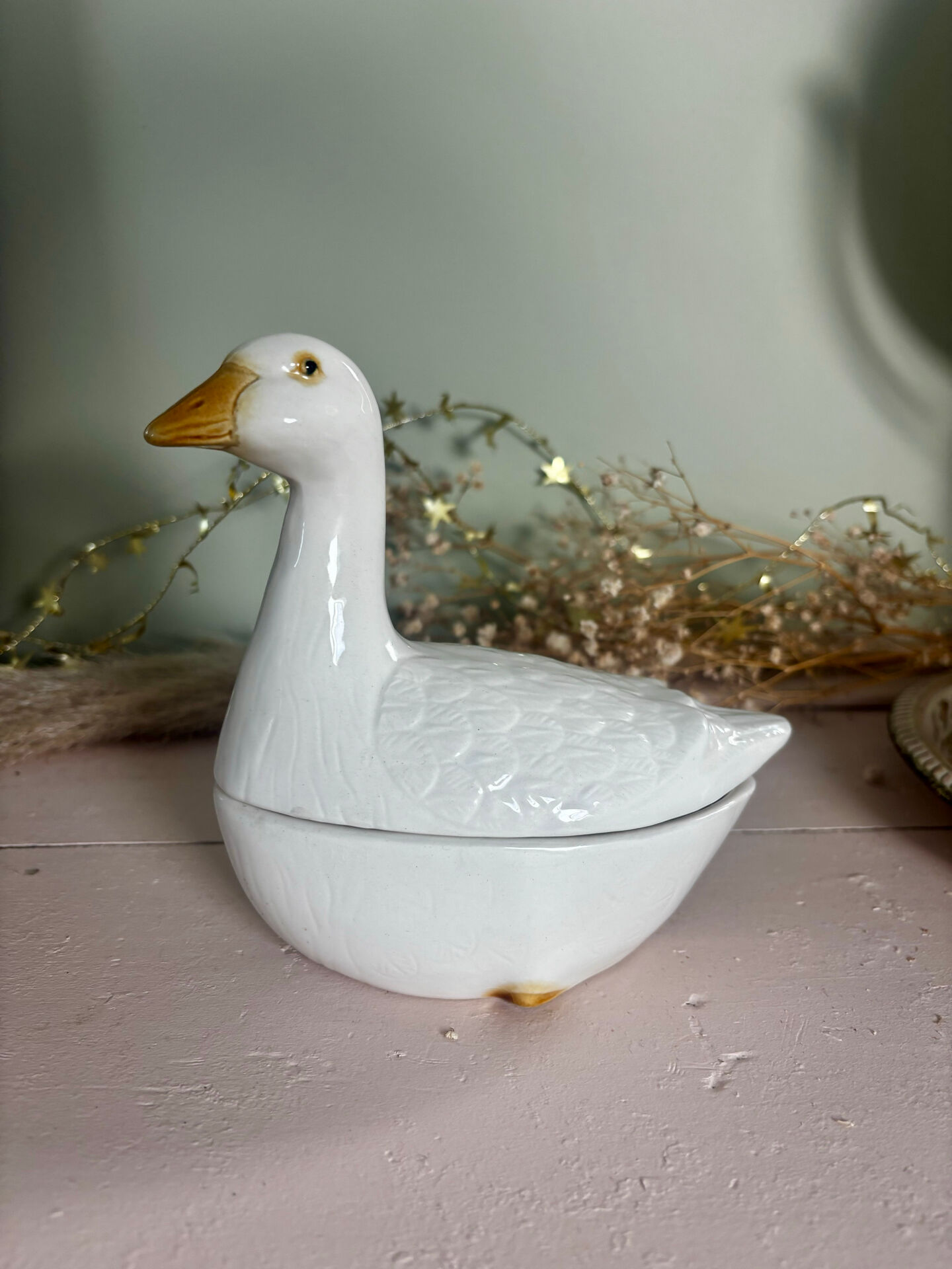 Small zoomorphic terrine, goose slipware, Michel Caugant