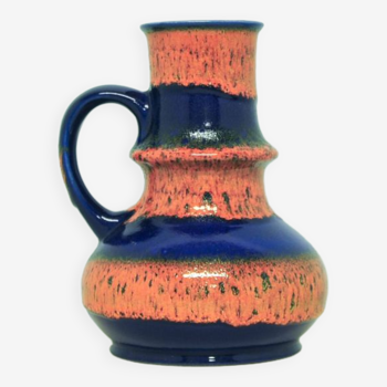 Vase vintage bleu et orange fatlava allemagne de l’ouest