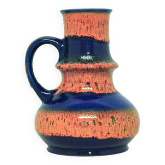 Vase vintage bleu et orange fatlava allemagne de l’ouest