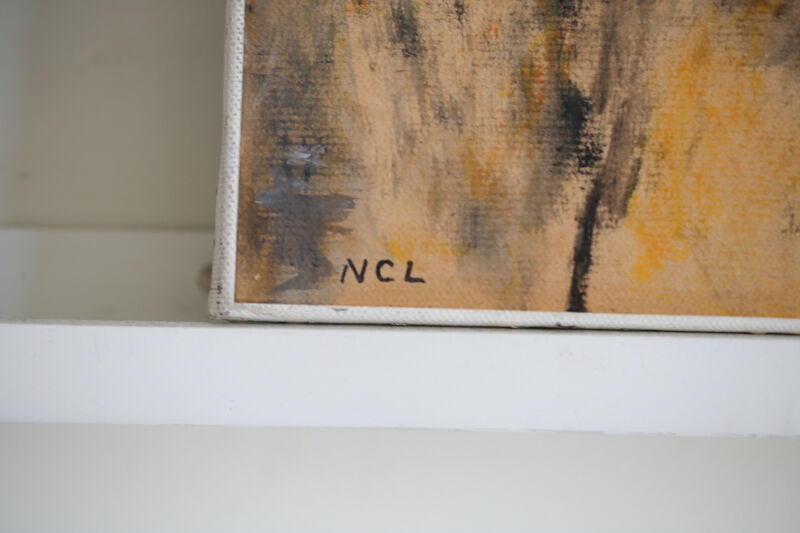 Painting by Nicole Clarence "Profile of a woman" oil on paper mounted on canvas