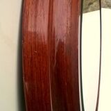 Round mirror with frame in teak Italy 1960 s 70 cm