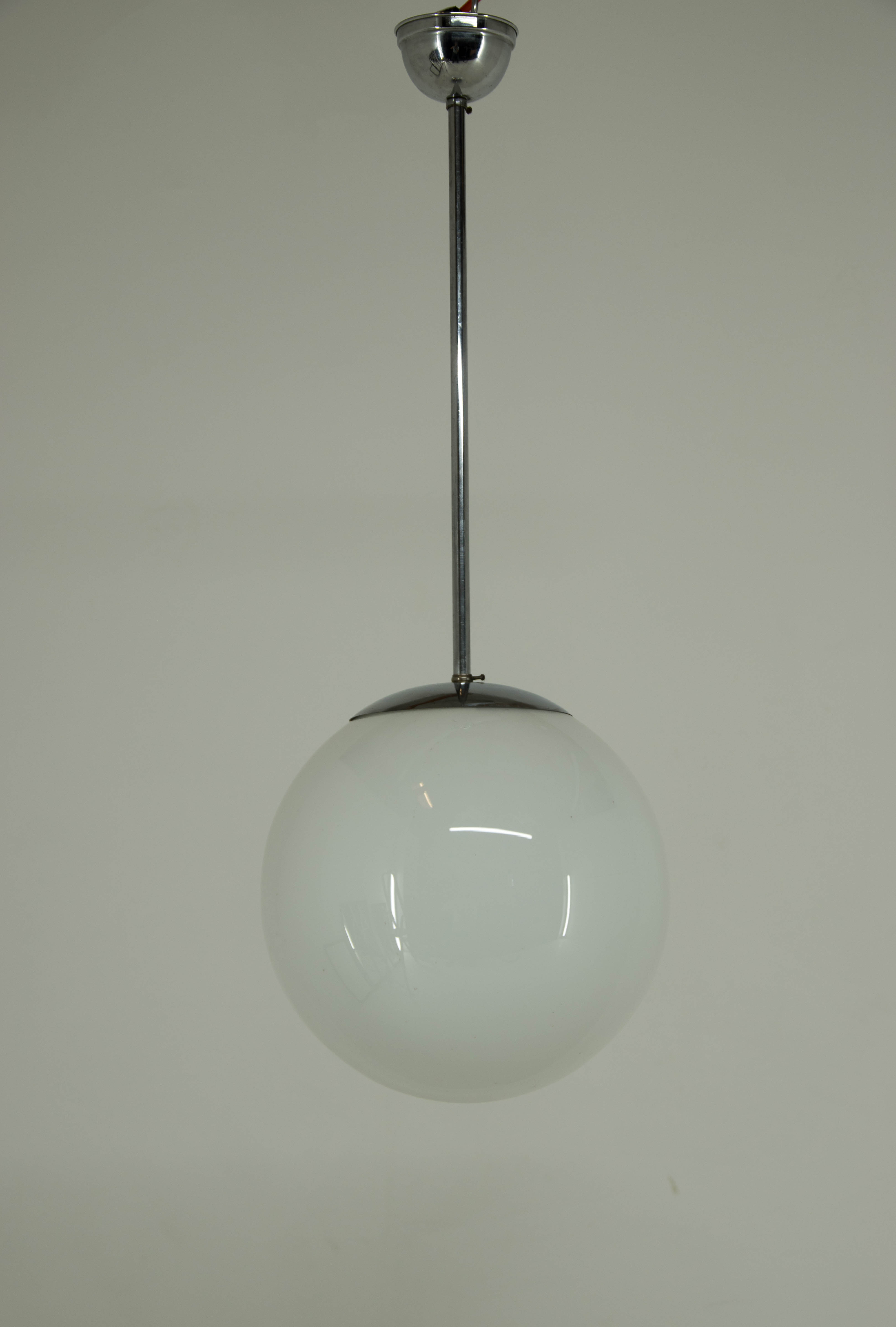 Chrome-plated minimalistic chandelier, 1930s