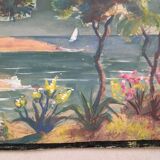 Mediterranean beach, watercolor on cardboard, early 20th century