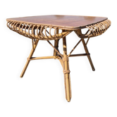 Table basse en rotin vintage