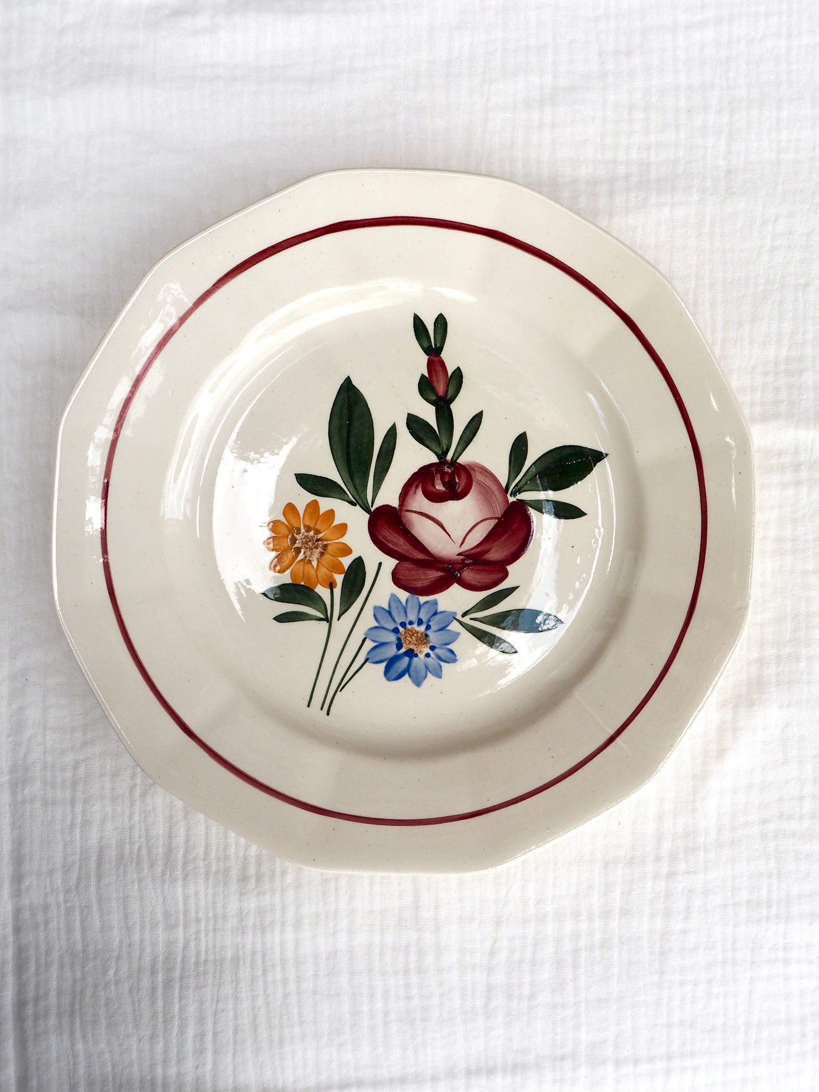 Set de 10 assiettes plates Sarreguemines, modèle Chatenois