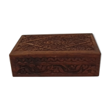 Rectangular wooden box deco hand-carved flowers