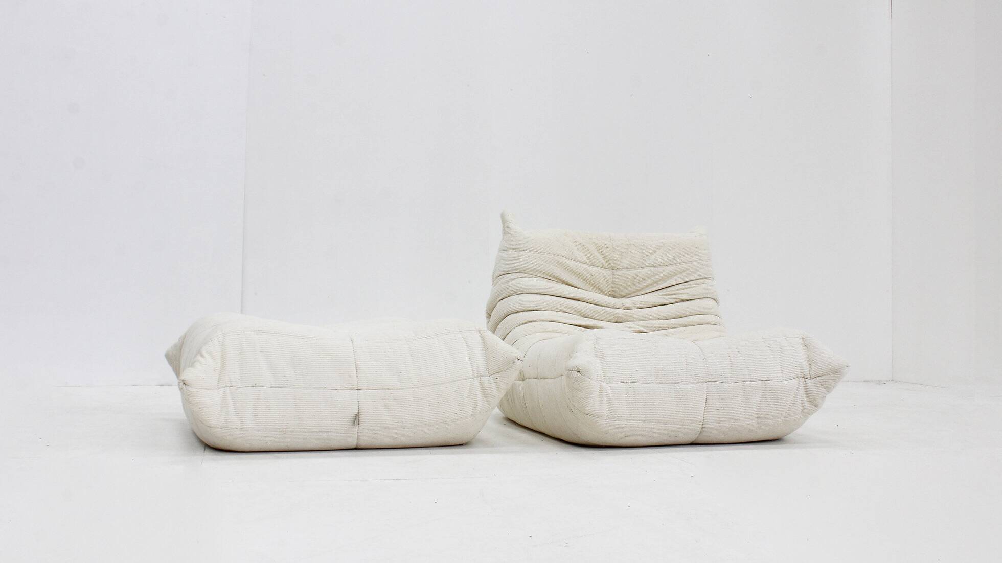 Vintage Togo chair with ottoman 1980s by Michel Ducaroy for Ligne Roset