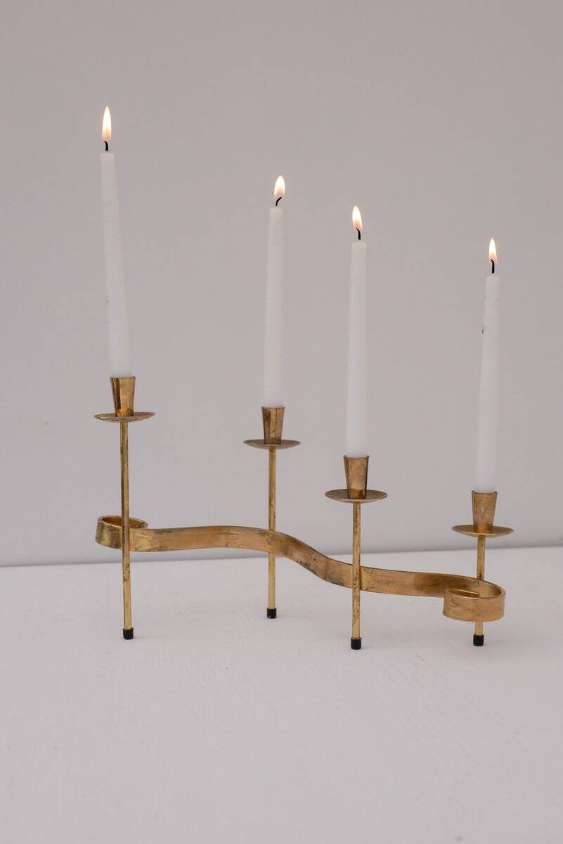 Mid-century modern metal candlesticks by Gunnar Ander for Ystad-Metall, Sweden, 1960s