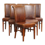 Set of 6 Dining Chairs in Sheepskin Leather