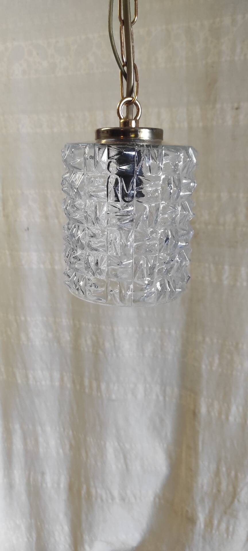 Glass and gilded metal suspension - mid 20th century