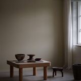 Square coffee table in solid pine with solid legs by Rainer Daumiller, mid-20th century brutalist style.