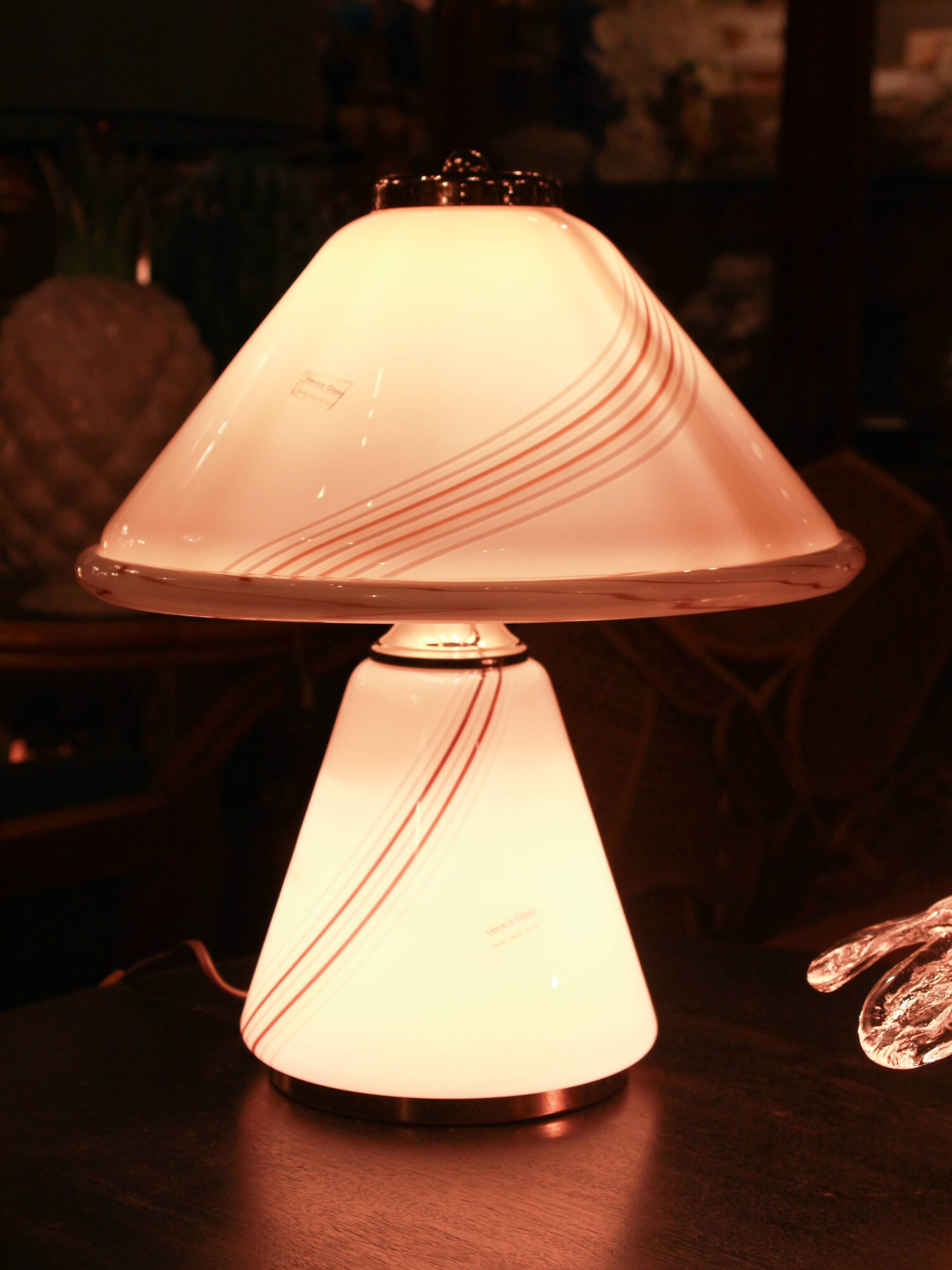Large Italian table lamp made of Murano glass.