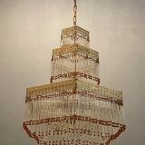 Italian Liberty Style Murano Glass Rod Chandelier, 1960s