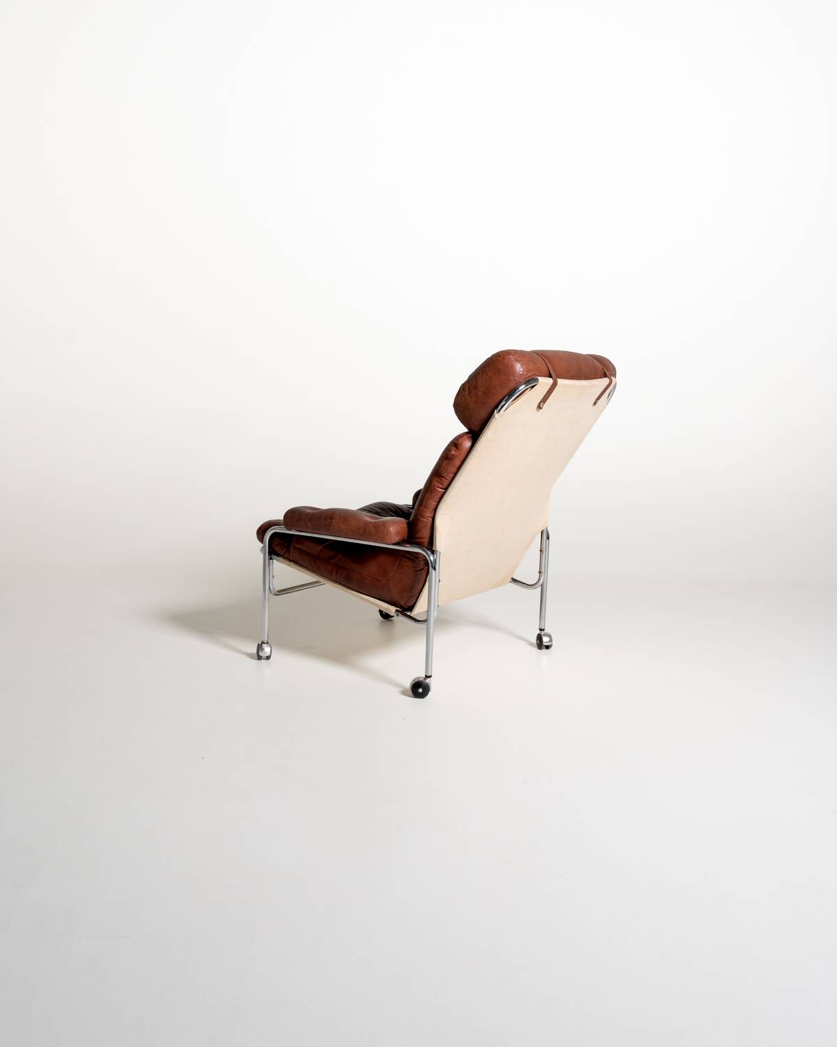 Leather and chrome-plated steel armchair, Sweden, 1960s/70s
