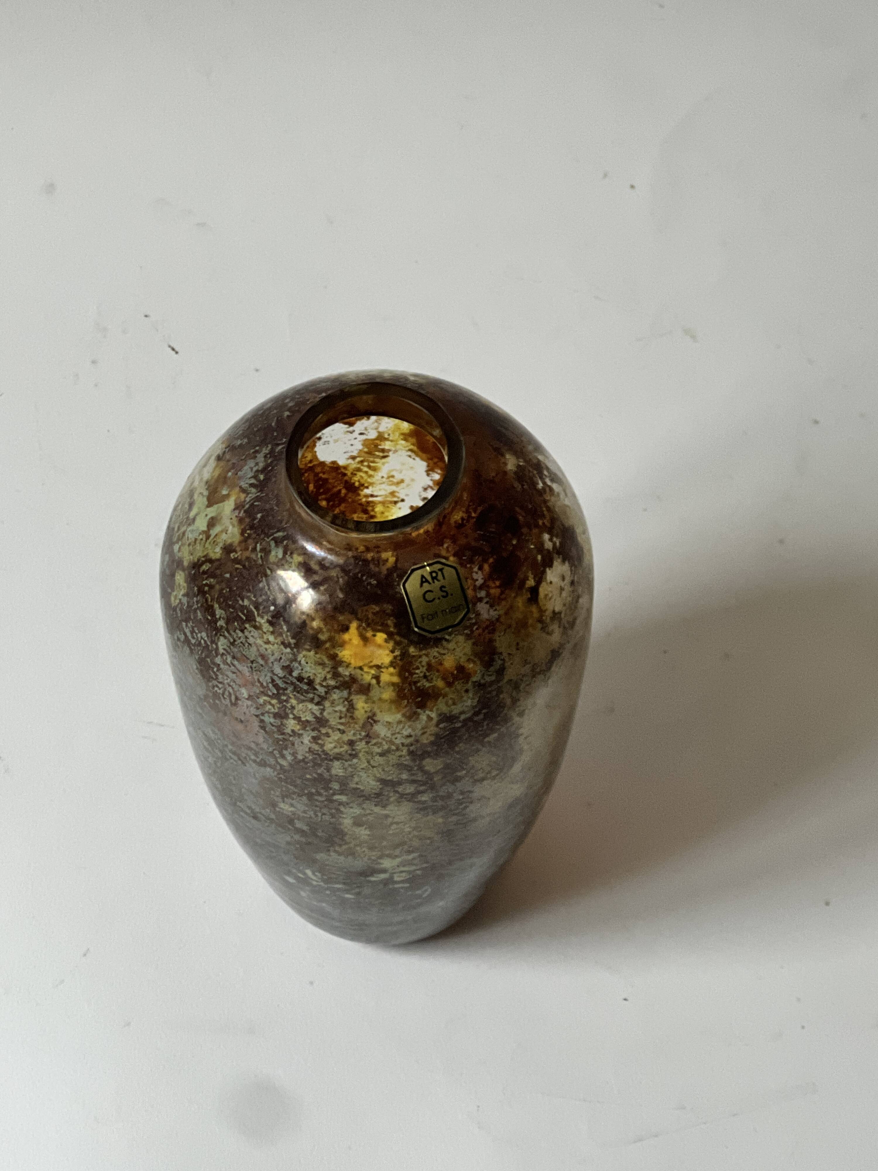 Unique piece 'art cs' handmade - glass vase, circa 1970